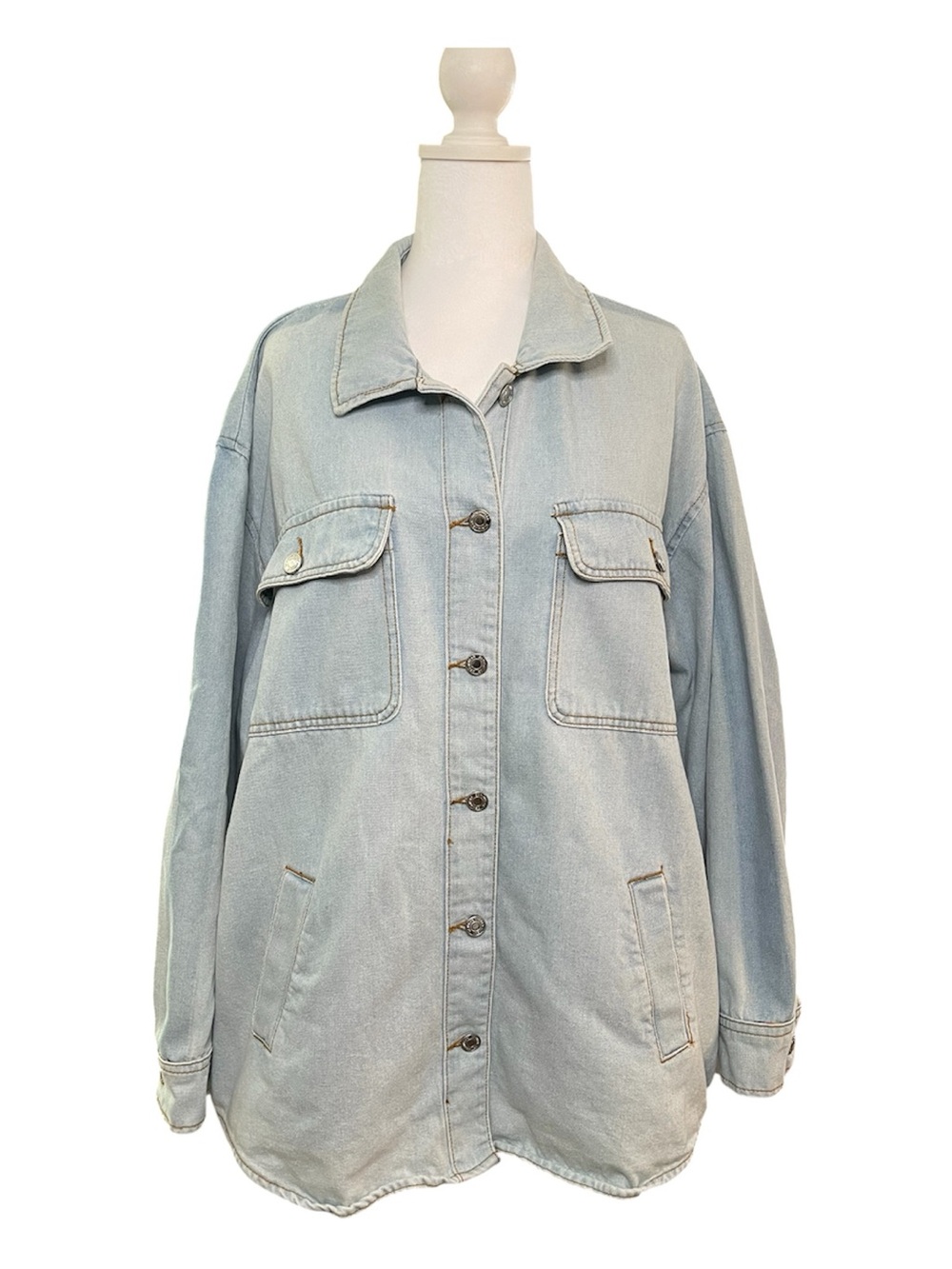 STOOSH Vintage Light Wash Denim Shirt Jacket Shacket Women's XL Oversized